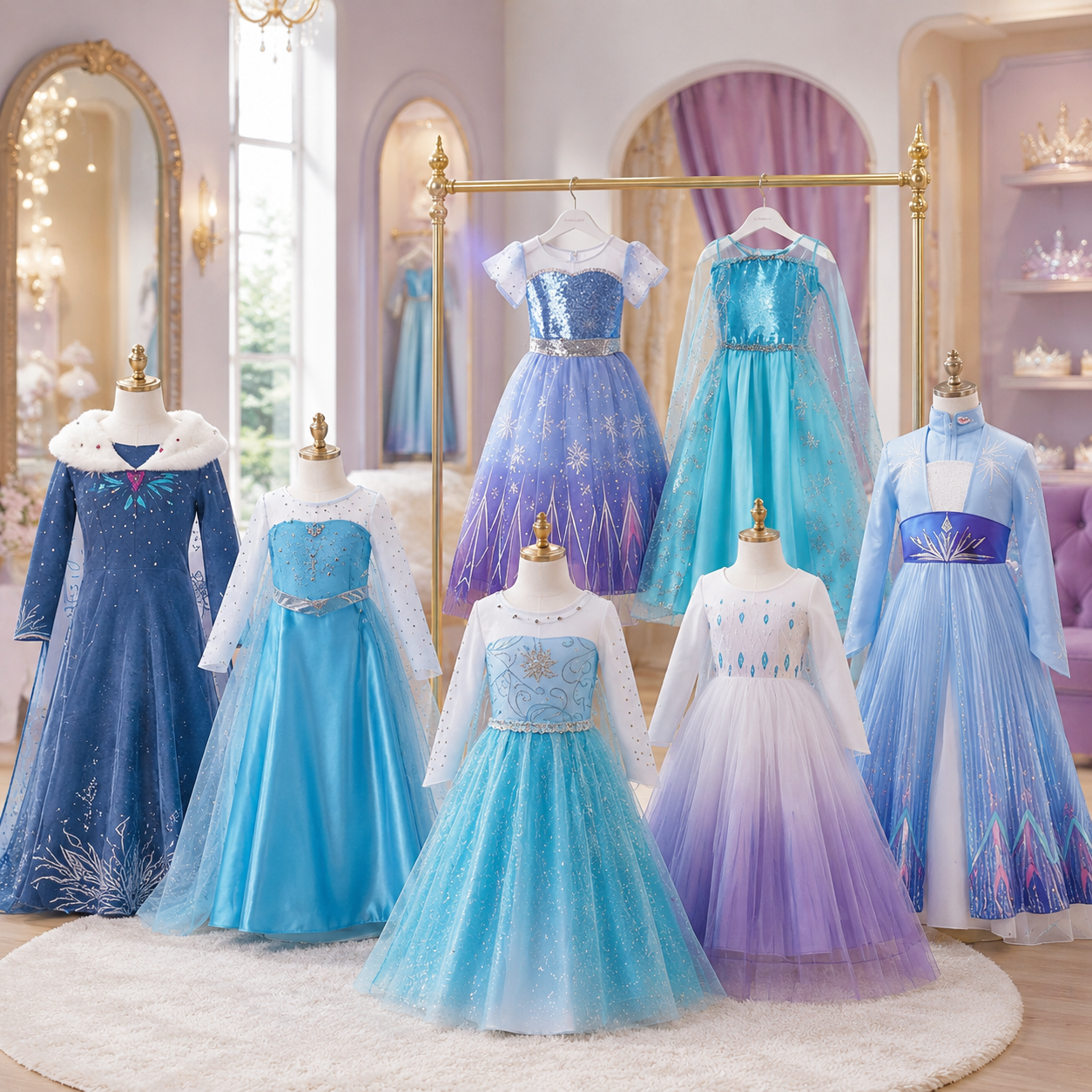 Halloween Costume Snow Princess Royalty Dress Cape Set
