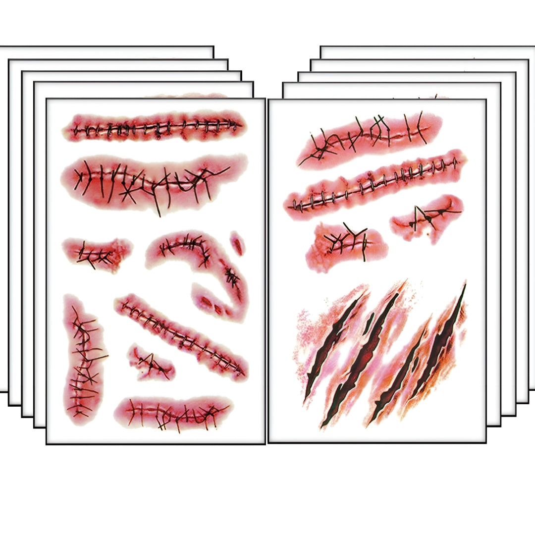 Halloween Costume Temporary Tattoos Horror Scar Sheet