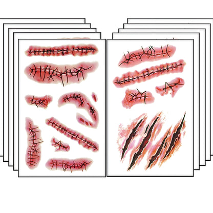Halloween Costume Temporary Tattoos Horror Scar Sheet