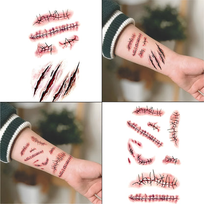 Halloween Costume Temporary Tattoos Horror Scar Sheet