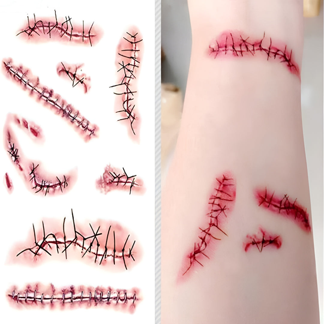 Halloween Costume Temporary Tattoos Horror Scar Sheet