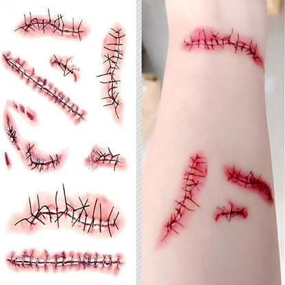 Halloween Costume Temporary Tattoos Horror Scar Sheet