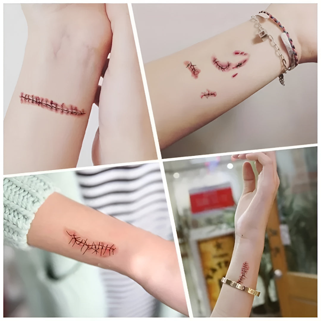 Halloween Costume Temporary Tattoos Horror Scar Sheet