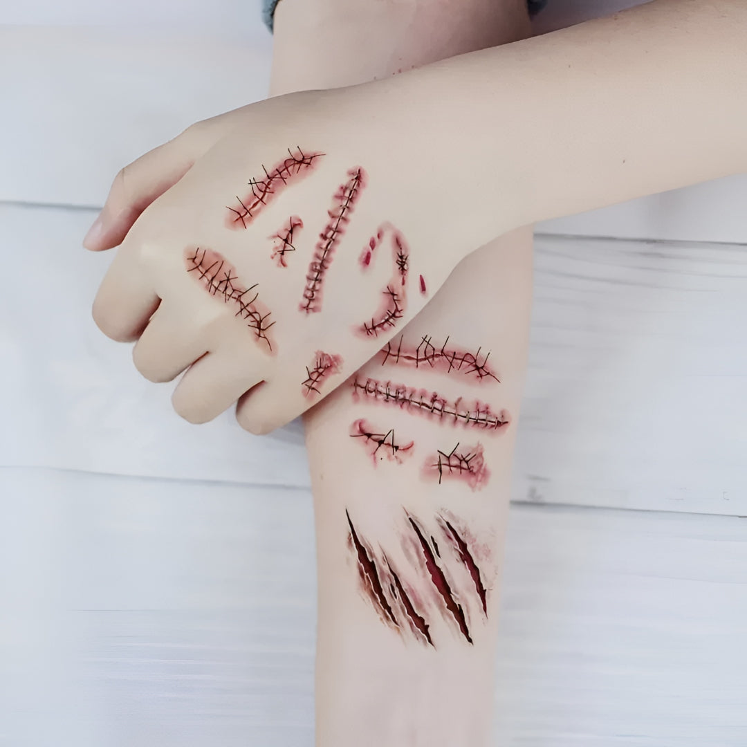 Halloween Costume Temporary Tattoos Horror Scar Sheet