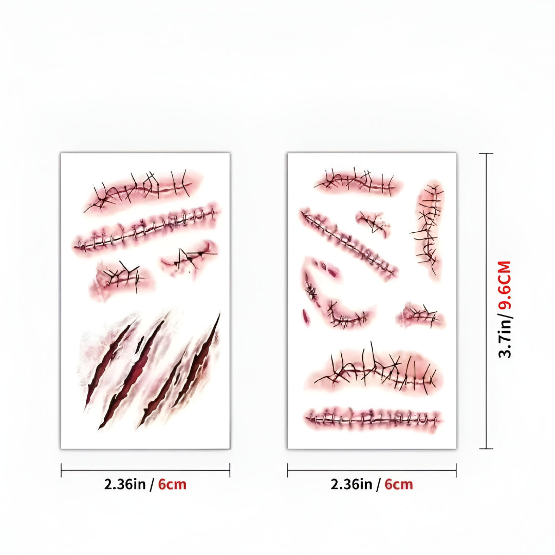Halloween Costume Temporary Tattoos Horror Scar Sheet