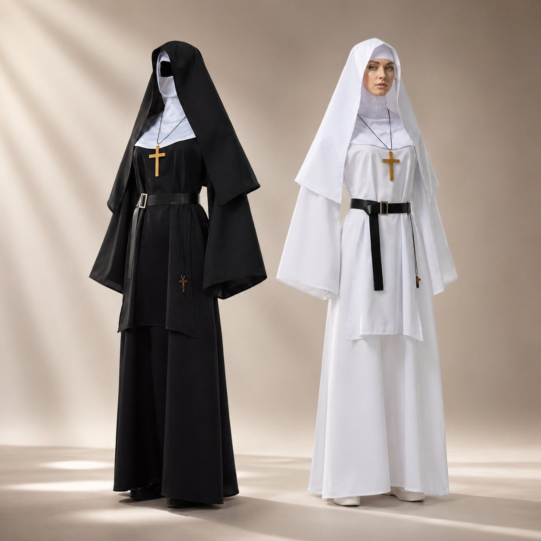 Halloween Costume Womens Nun Dress Cosplay Role Play Set