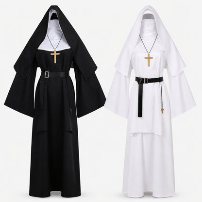 Halloween Costume Womens Nun Dress Cosplay Role Play Set