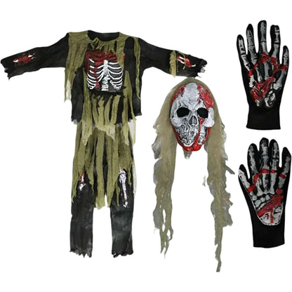 Halloween Costume Zombie Skeleton Kids Horror Outfit