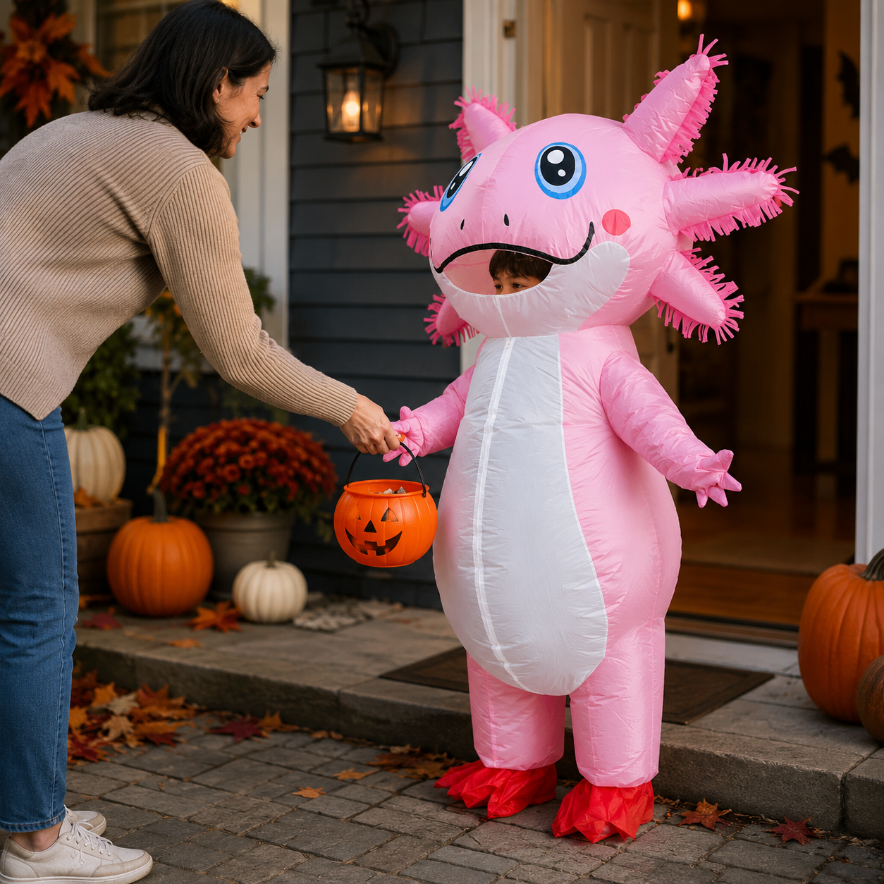 Halloween Costumes Inflatable Axolotl Rider Cosplay Outfit