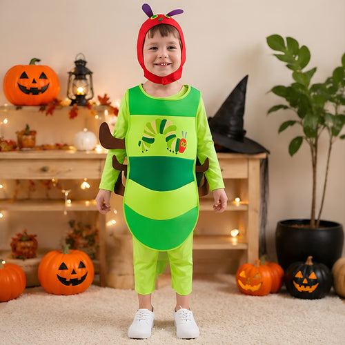 Halloween Costumes Kids Caterpillar Hooded Jumpsuit