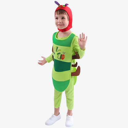 Halloween Costumes Kids Caterpillar Hooded Jumpsuit