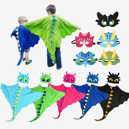Halloween Costumes Kids Dragon Cape Mask Set
