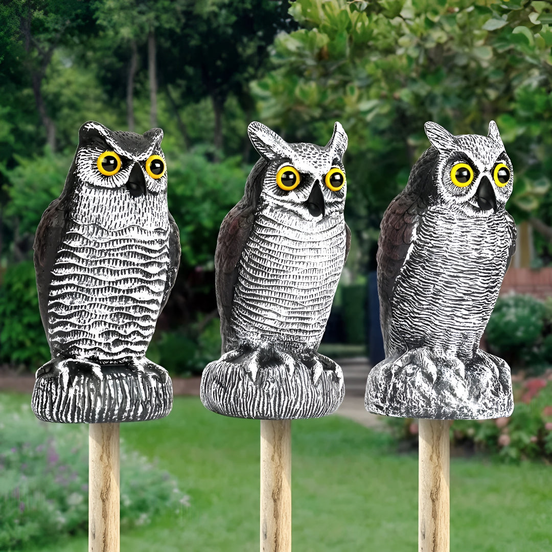 Halloween Decorations Owl Decoy Bird Repellent Garden Statue Set