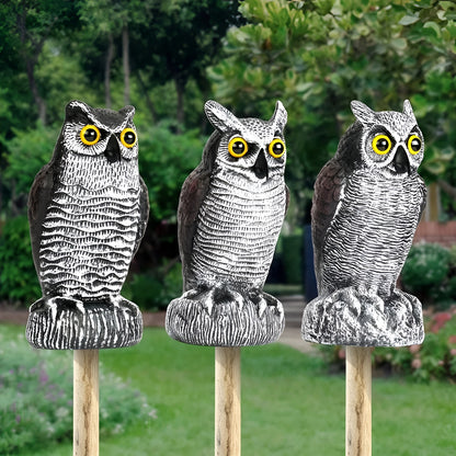 Halloween Decorations Owl Decoy Bird Repellent Garden Statue Set