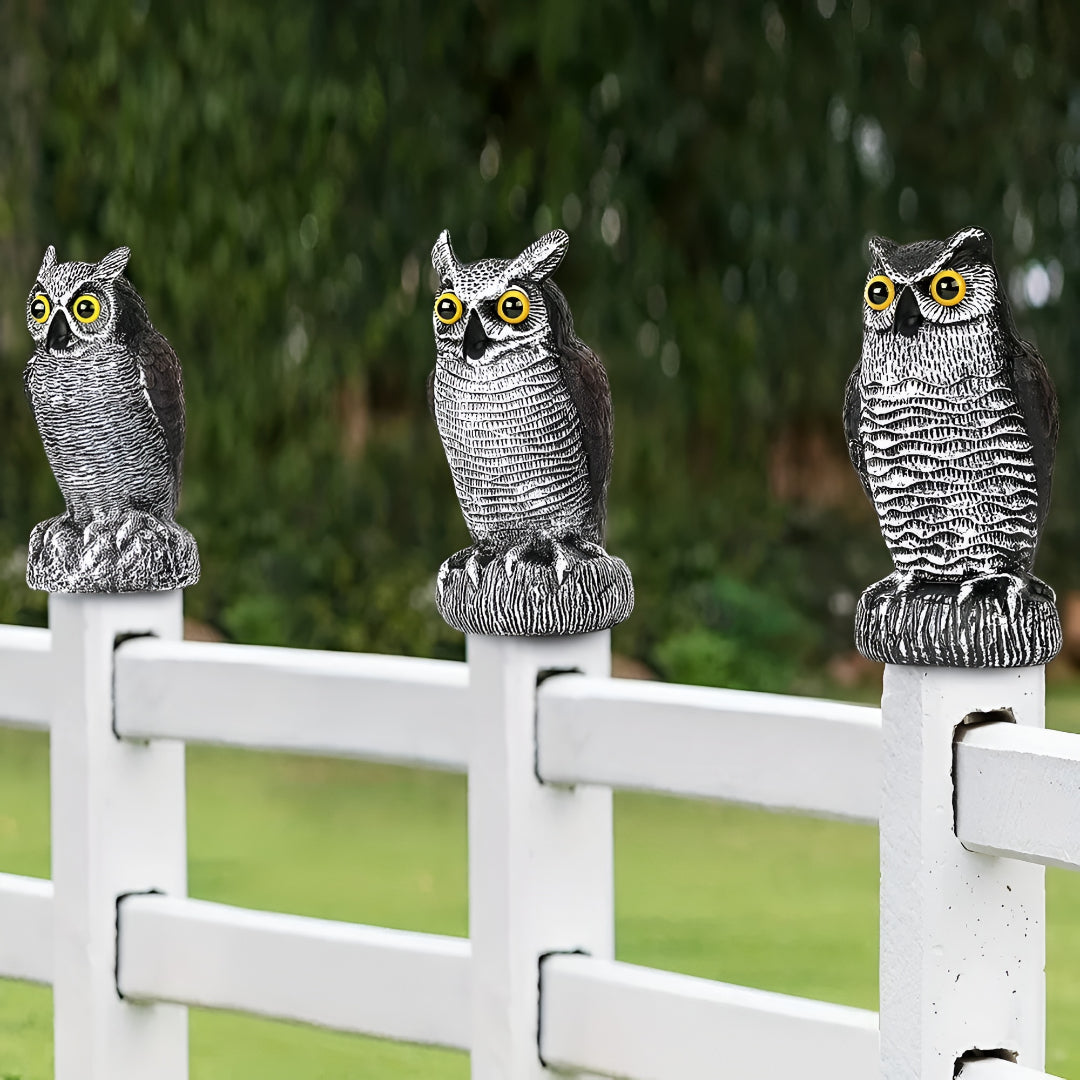 Halloween Decorations Owl Decoy Bird Repellent Garden Statue Set