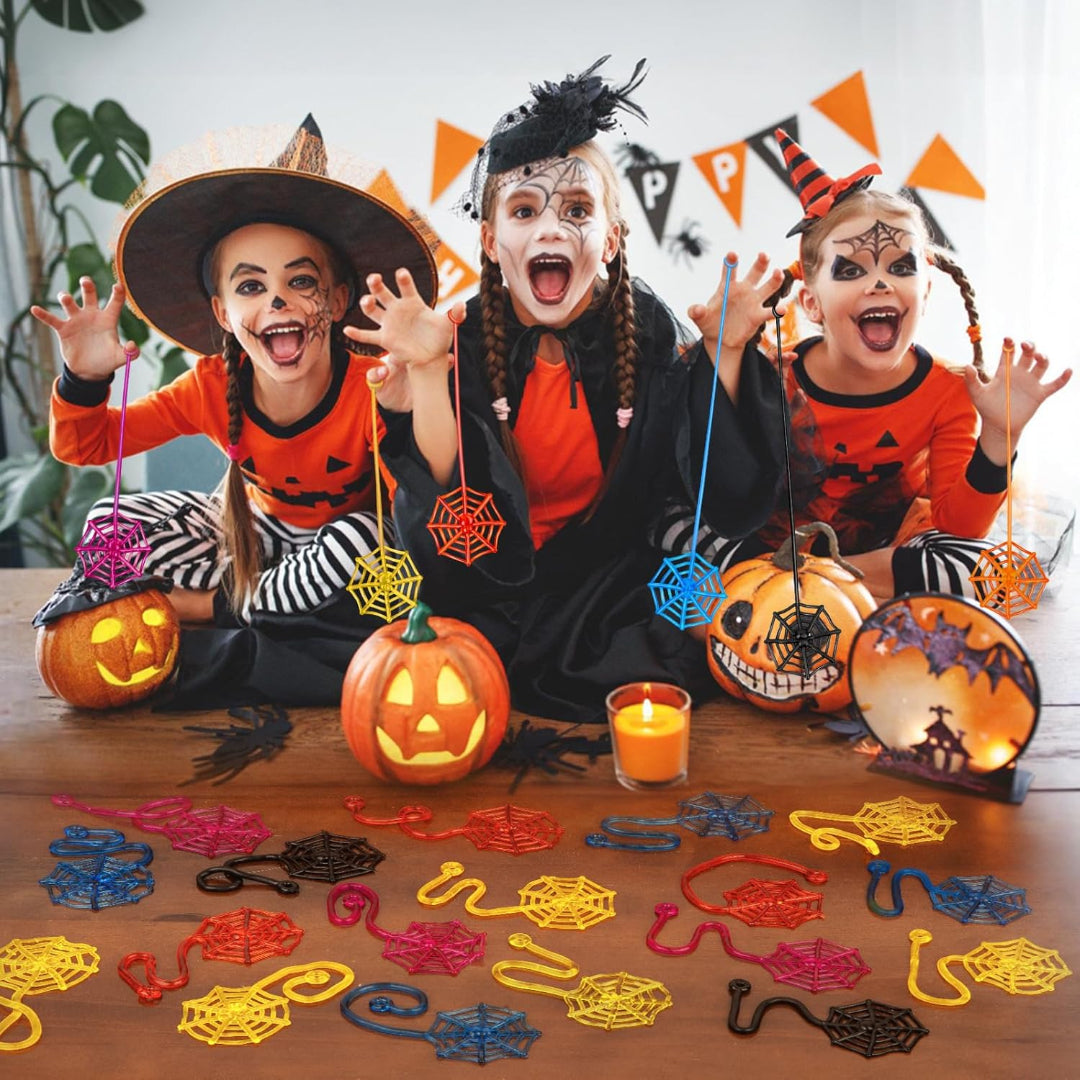 Halloween Decorations Sticky Spiderweb Classroom Party Favors