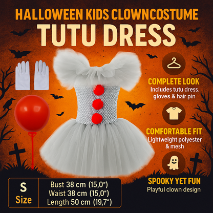 Kids Clown Halloween Costume Tutu Dress