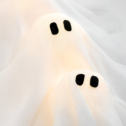 Halloween Wreath Lighted Ghost Front Door Hanging Decor