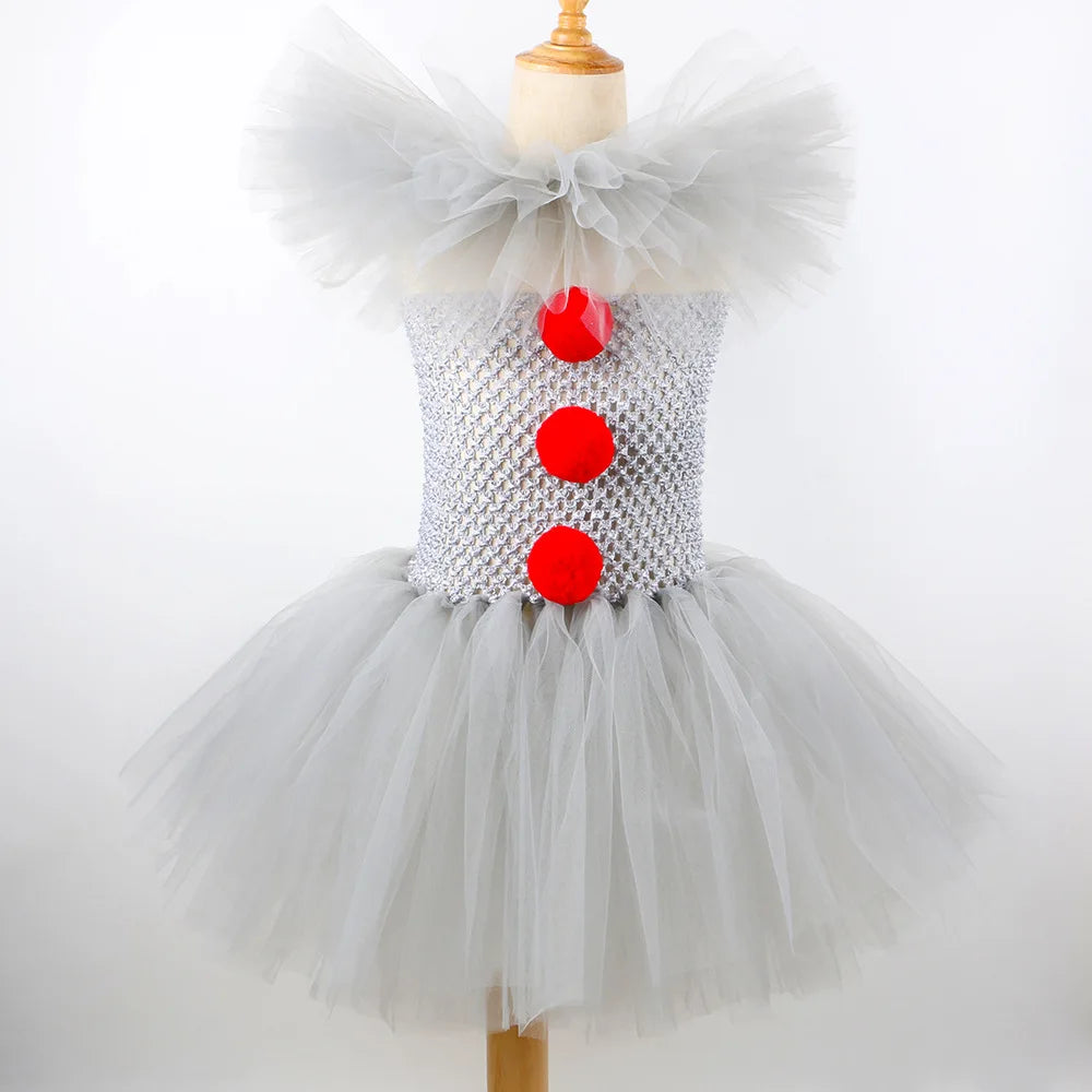 Kids Clown Halloween Costume Tutu Dress