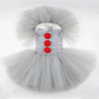 Kids Clown Halloween Costume Tutu Dress
