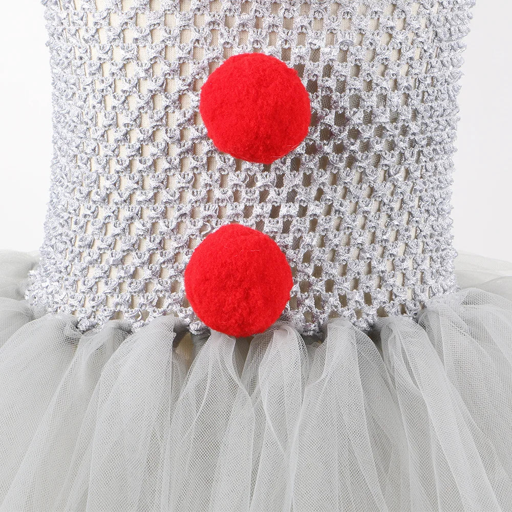 Kids Clown Halloween Costume Tutu Dress
