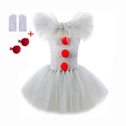 Kids Clown Halloween Costume Tutu Dress