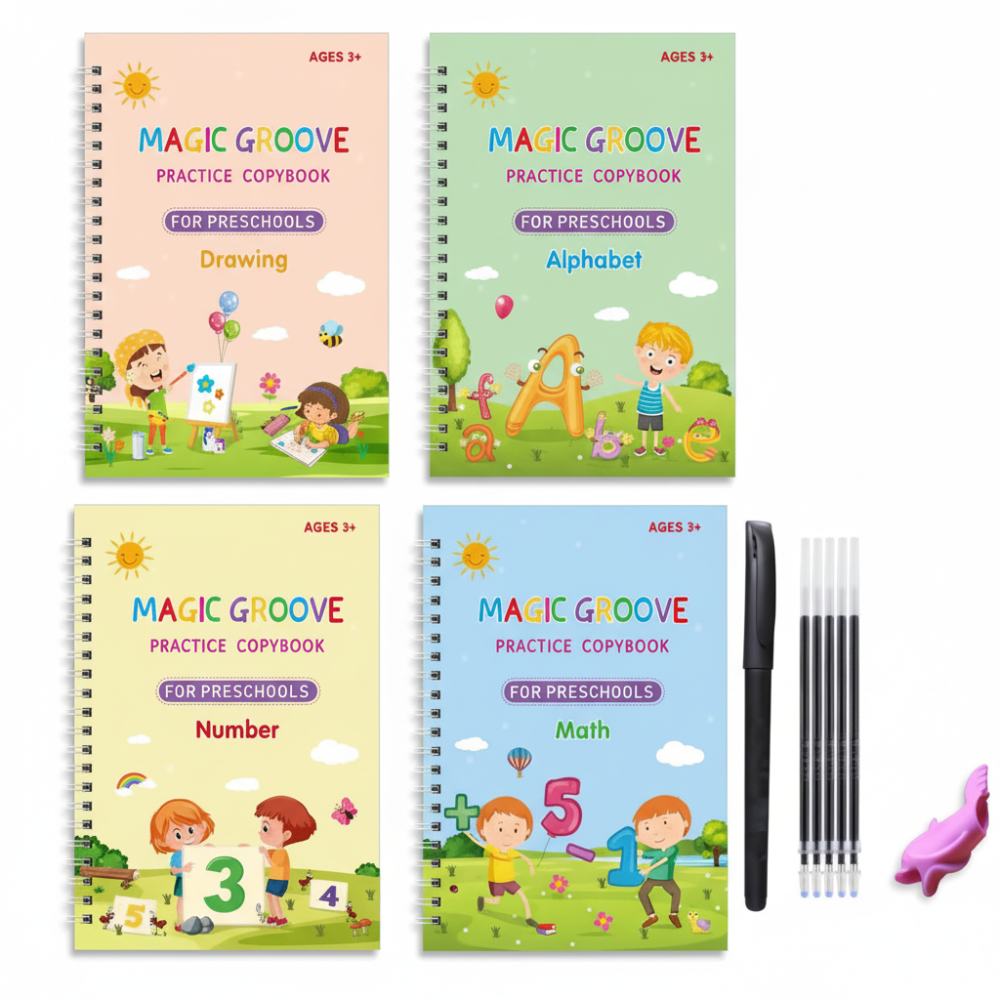 Kids Workbook Writing Copybook Drawing Math Set