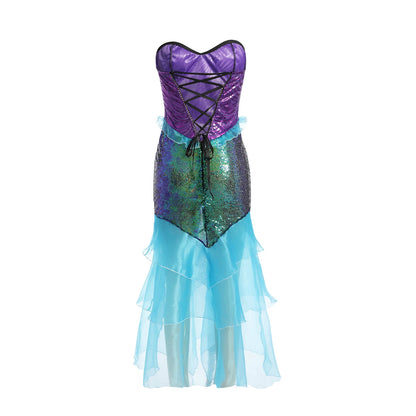 Disfraz de sirena para mujer para Halloween, vestido brillante para cosplay