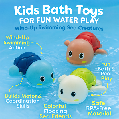 Kids Bath Toys Floating Wind Up Swimming Sea Creatures