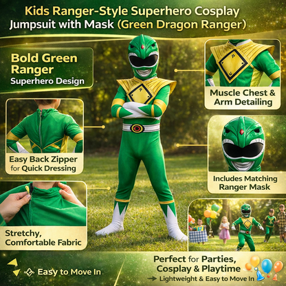 Costume Bambini Stile Ranger Tuta Muscolare Maschera