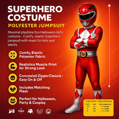 Kids Costume Hero Jumpsuit Mask Set Outfit