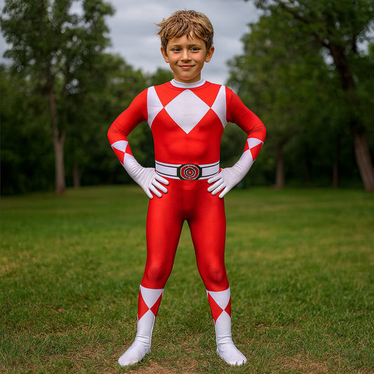 Halloween Kids Costume Ranger Style Muscle Jumpsuit Mask Set