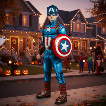 Kids Costume Superhero Patriotic Muscle Outfit