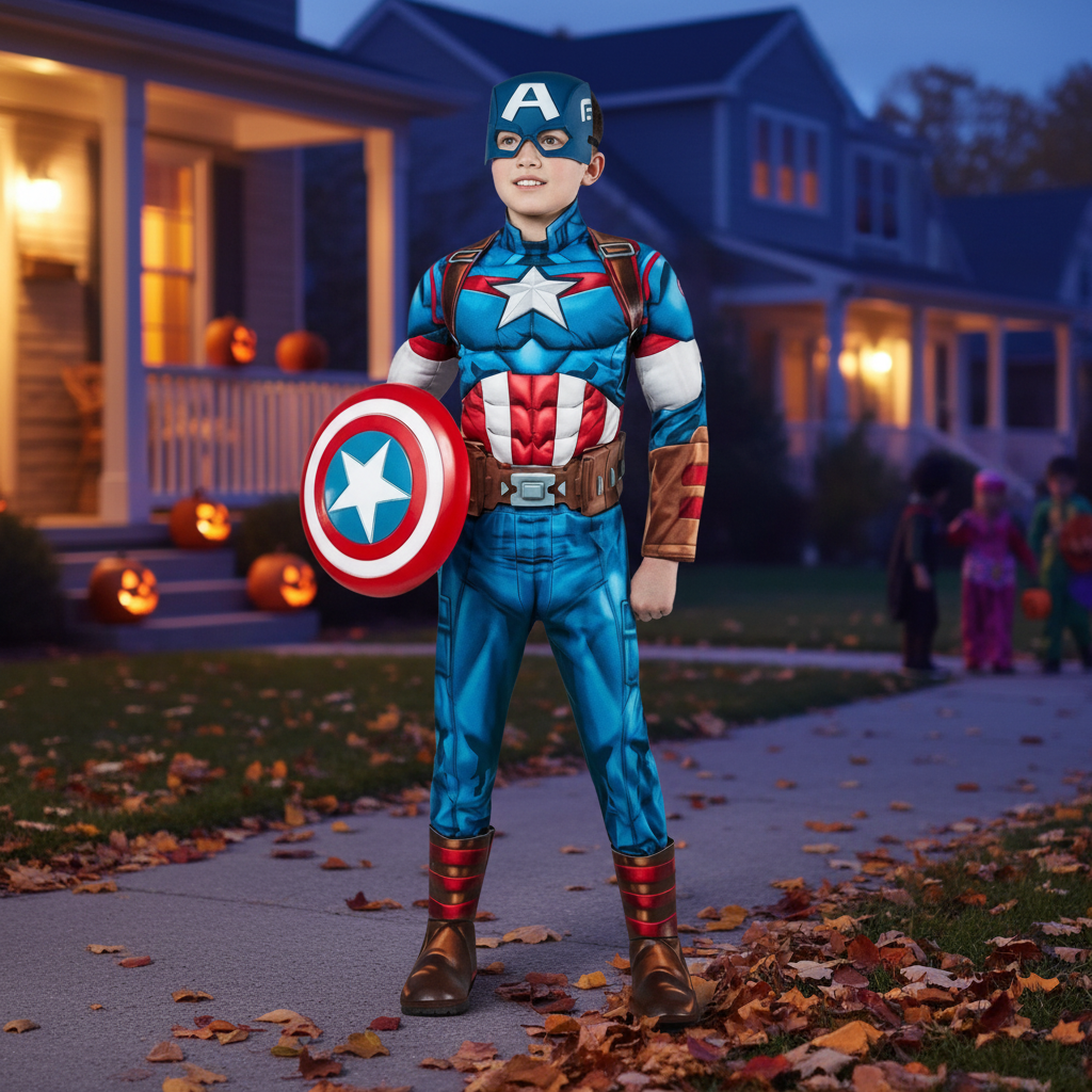 Kids Costume Superhero Patriotic Muscle Outfit