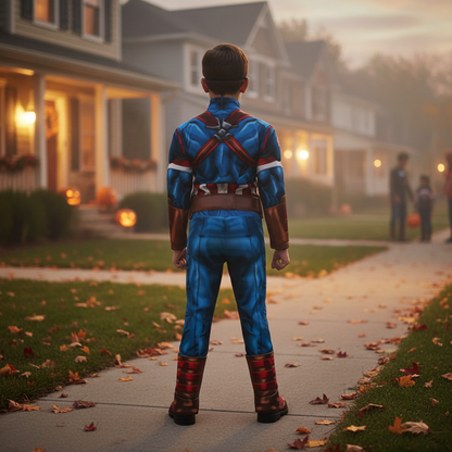 Kids Costume Superhero Patriotic Muscle Outfit