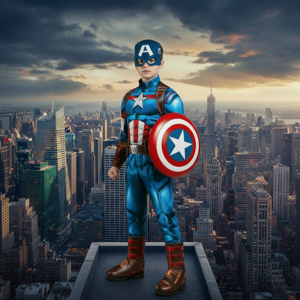Kids Costume Superhero Patriotic Muscle Outfit