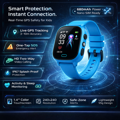 Kids GPS Smartwatch Video Calling Waterproof Safety Tracker