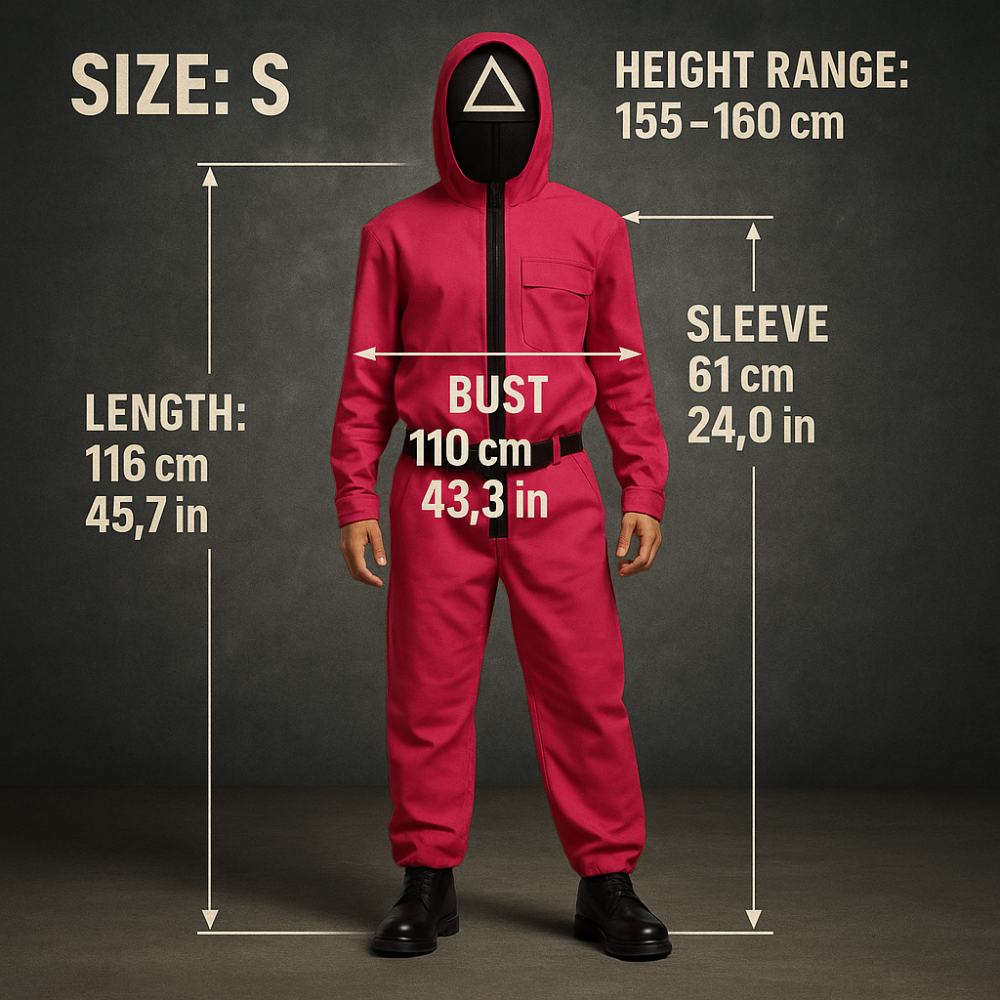 Halloween Costumes Adult Pink Guard Jumpsuit Cosplay Mask Set