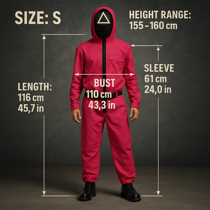 Halloween Costumes Adult Pink Guard Jumpsuit Cosplay Mask Set