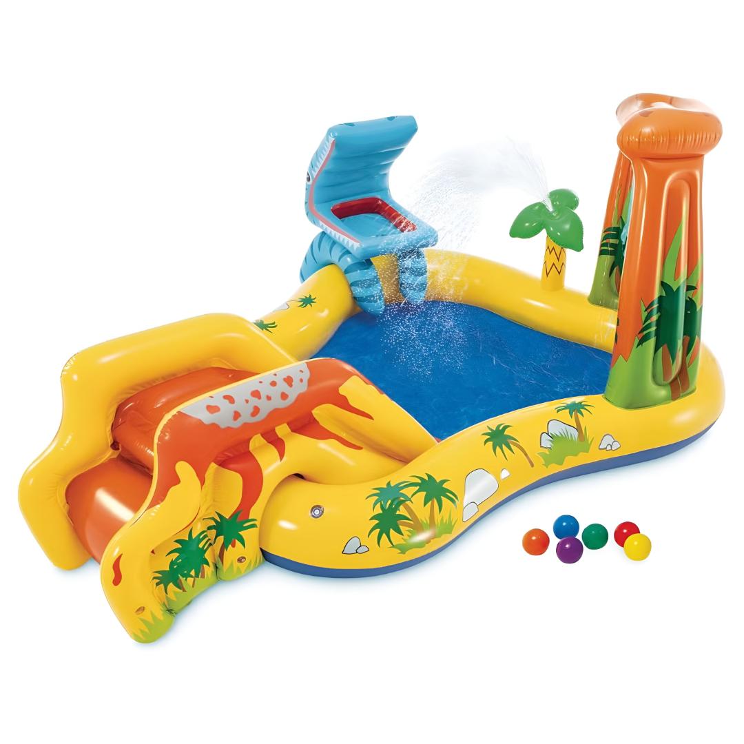 Kids Inflatable Pool Dinosaur Slide Water Play