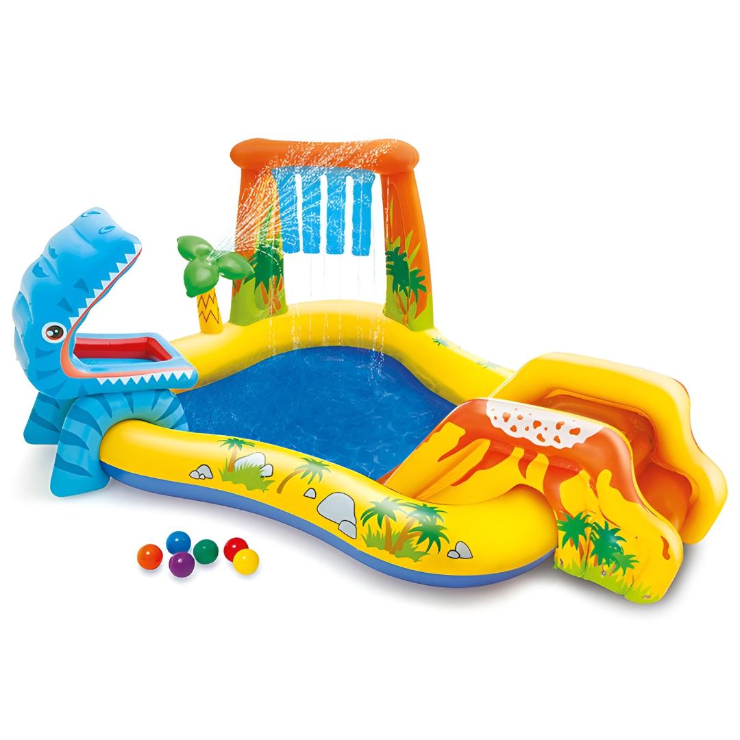 Kids Inflatable Pool Dinosaur Slide Water Play