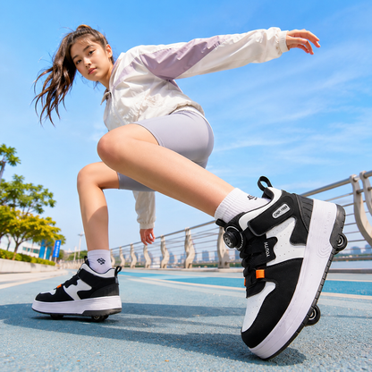 Kids Sneakers Retractable Wheels Roller Skate Shoes