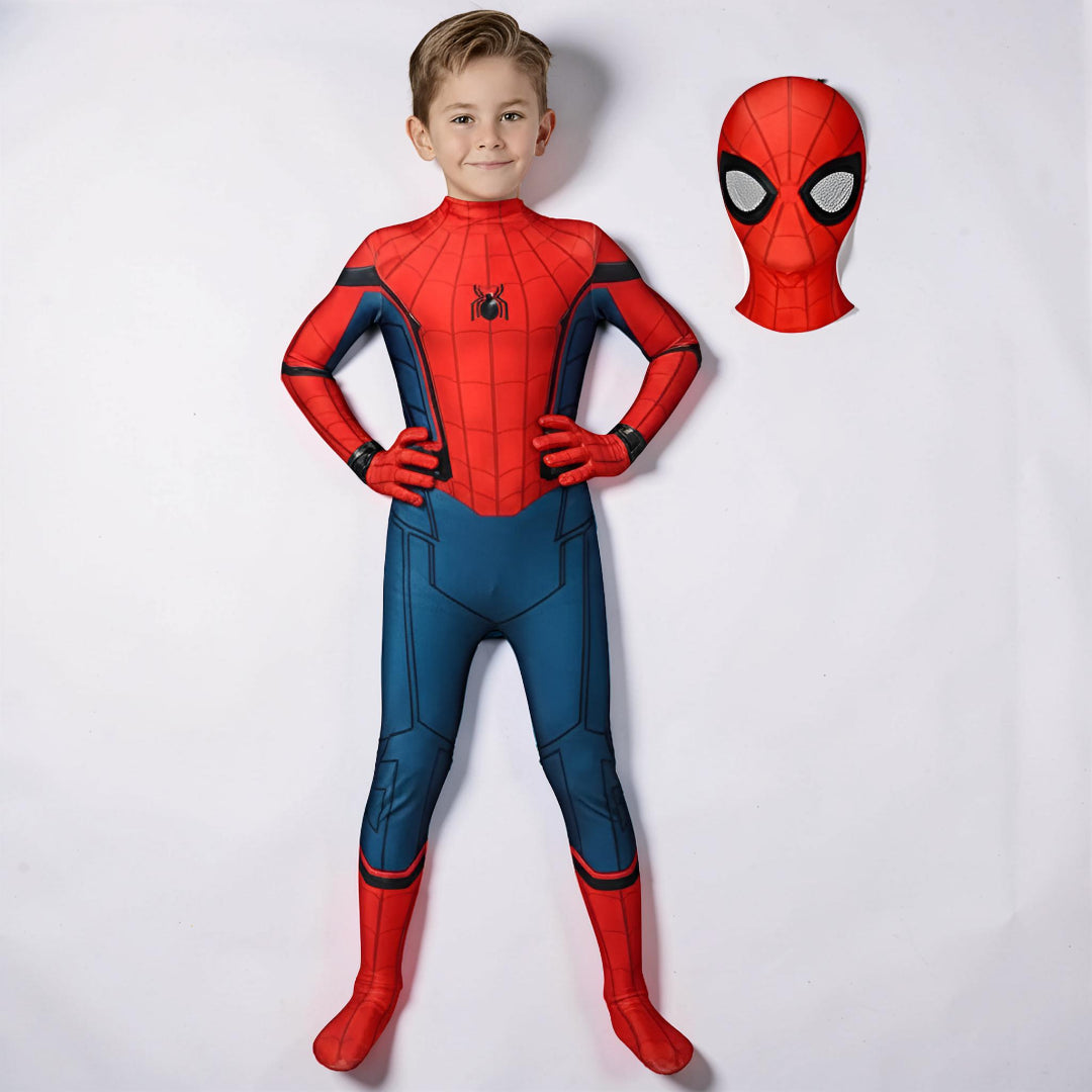Kids Superhero Costume Stretch Cosplay Suit Mask Halloween