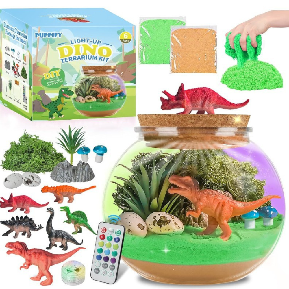 Kids Terrarium Kit Dinosaur Craft Night Light Toy Set
