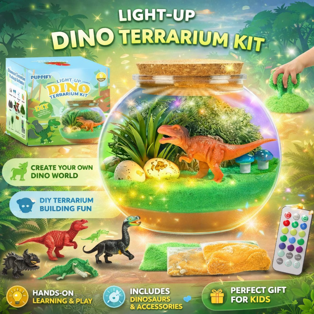Kids Terrarium Kit Dinosaur Craft Night Light Toy Set