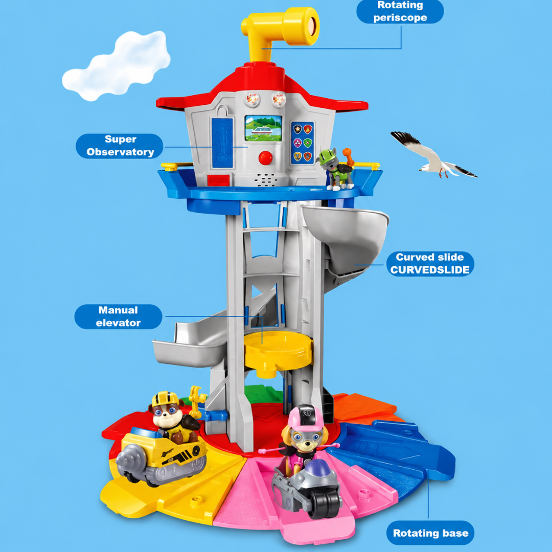 Kids Toy Car Set Tower Slide Rescue Activity Playset