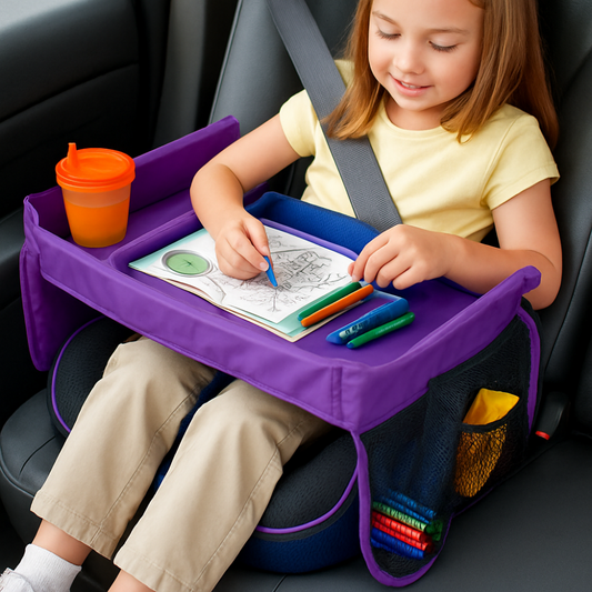 Kids Travel Activity Tray Car Seat Storage Pockets