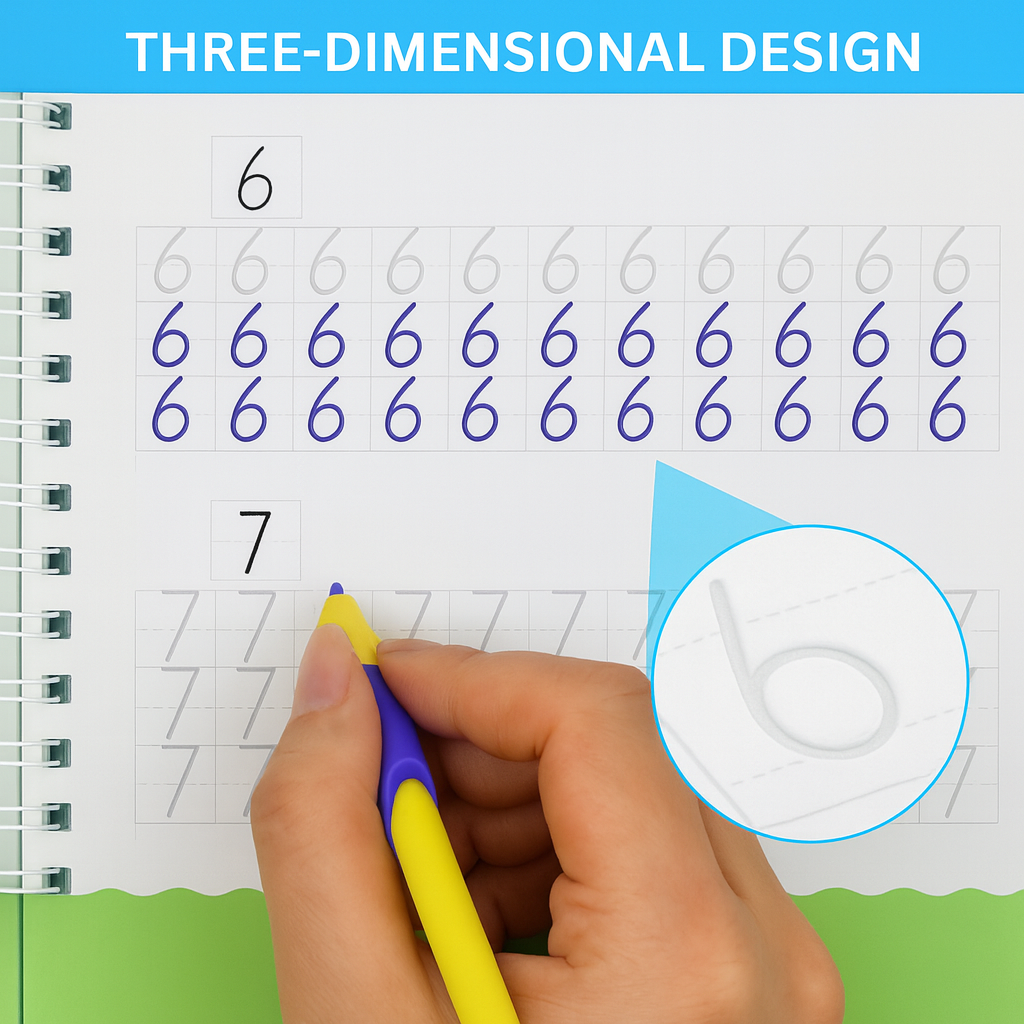 Kids Workbook Writing Copybook Drawing Math Set