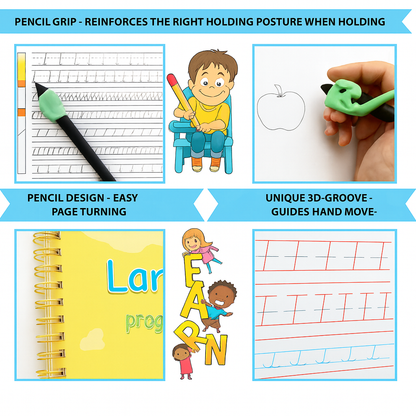 Kids Workbook Writing Copybook Drawing Math Set