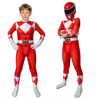 Kids Dragon Ranger Costume Jumpsuit Superhero Outfit with Mask 0